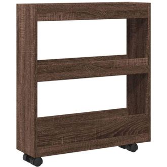 vidaXL Vidaxl - Carro De Almacenaje Estrecho 3 Niveles Madera Marr&oacute;n Roble