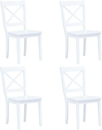 vidaXL Vidaxl - Dining Chairs 4 pcs White Solid Rubber Wood