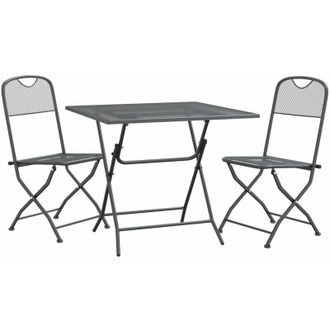 vidaXL Set De Comedor De Jard&iacute;n 3 Pzas Malla Metal Expandido Antracita Vidaxl