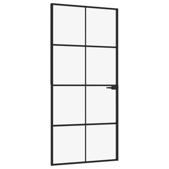 Berkfield Home Interior Door Black 93x201.5 cm Tempered Glass&Aluminium