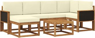 vidaXL Conjunto De Sof&aacute;s De Exterior 7 Uds. Natural Y Crema Vidaxl