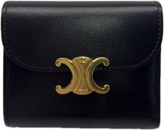 Celine Black Leather Wallet (Tri-Fold) (Pre-Owned)