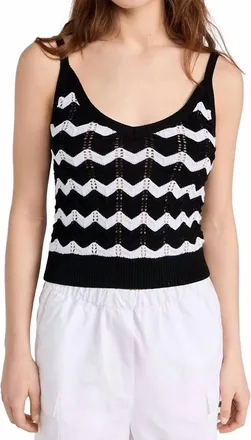 525 america Izzie Chevron Stripe Bralette Tank In Black/white