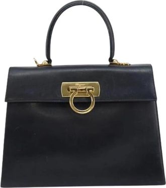 Ferragamo Pre-owned Leather Handbag - Dames - Vintage Handtas - Blauw - ONE Size - Leer - Vintage