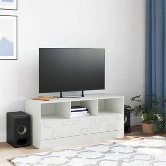 Berkfield Home TV Cabinet White 99x39x44 cm Steel | Size: 99 x 39 x 44 cm
