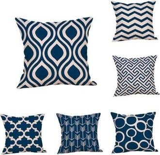 OEM Juego De 6 Fundas De Coj&iacute;n De Lona Estampada, Cojines Decorativos De 45 X 45 Cm - Estilo Aleatorio