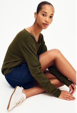 H&M Off-the-shoulder Jumper in Olive Green at Nordstrom, Size Xx-Large