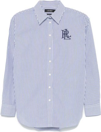 Lauren Ralph Lauren logo-embroidered shirt - women - Elastane/Cotton - M - Blue