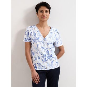 Phase Eight Lorenna V-Neck Short Sleeve Top in Blue at Nordstrom, Size 14