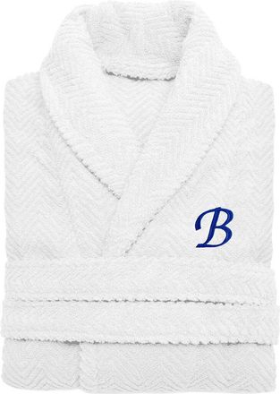 Linum Home Textiles Unisex Herringbone Weave Bathrobe (Monogram, A-Z)