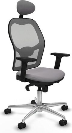 Piqueras y Crespo Piqueras Y Crespo - Jorquera Sincro Malla Gris Similpiel Gris Brazos 2d Base Aluminio Cabecero Fijo Ruedas 65mm Nailon