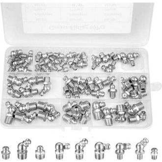 OEM Surtido De 60 Piezas De Engrasadores Roscados M6 M8 M10, Engrasadores Rectos De 45&deg; 90&deg; 180&deg;, Con Estuche De Pl&aacute;stico, Para Equipos Mec&aacute;nicos, Engrasa