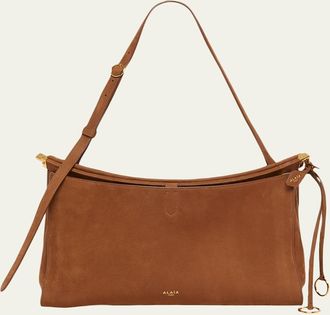 Alaia Le Click Large East-West Suede Shoulder Bag