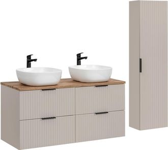 Petits Meubles Set de muebles con lavabo y columna estratificado Beige
