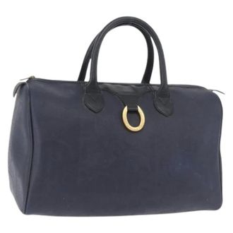 Dior Pre-owned Trotter Canvas Hand Bag - Dames - Pre-owned - Blauw - Maat: ONE Size Leer