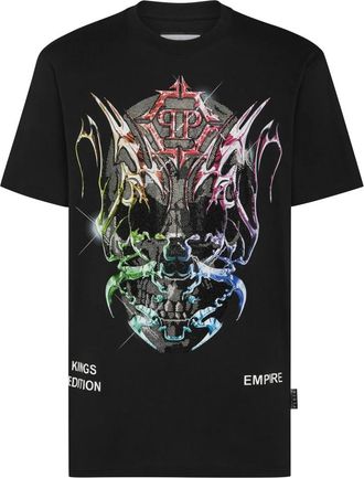 Philipp Plein T-Shirt Round Neck SS Chrome - Heren - T-shirts - Zwart - 4XL - Katoen - Tops