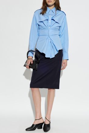 Alexander McQueen Asymmetrical Cut Shirt, Womens, Blue