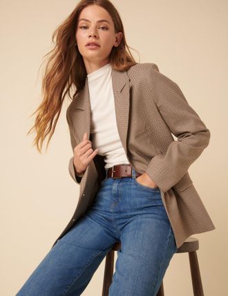 Nobody's Child Beige Heritage Check Blazer