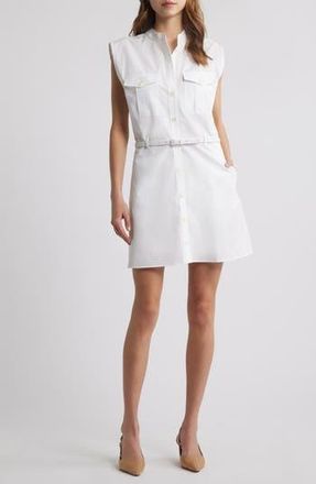 Frame Denim Cap Sleeve Cotton Safari Shirtdress in White at Nordstrom Rack, Size Xx-Small