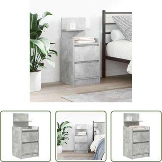 vidaXL vidaXL Comodino con piano robusto - Comodino con 2 Cassetti Grigio Cemento 38x34x80 cm