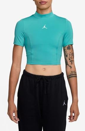 Nike Jordan Mock Neck Crop Top in Washed Teal/White at Nordstrom Rack, Size Xx-Large
