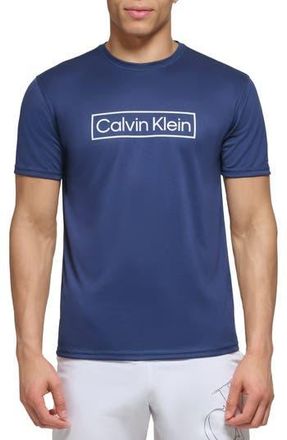Calvin Klein Short Sleeve Moisture Wicking Top in Navy at Nordstrom Rack, Size X-Large