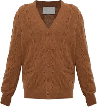 Ami Wollemantel met zakken - Heren - Vesten - Bruin - XL - Wol - Truien & Vesten