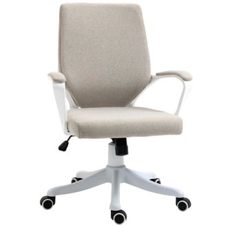 Vinsetto Silla De Oficina Ergon&oacute;mica Con Reposabrazos, Giratoria Y Regulable En Altura Con Funci&oacute;n De Balanceo, Con Aspecto De Lino, Tapizada, Color Beige Y Bl