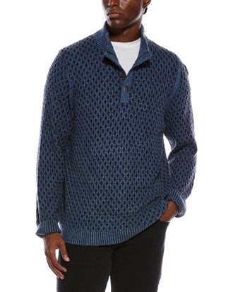 Tommy Bahama Cross Cable Wool & Alpaca-Blend Button Neck Mock Sweater