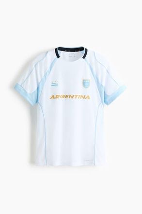 H&M Regular Fit Printed Football Shirt With Drymove in Light Blue/argentina at Nordstrom, Size Large