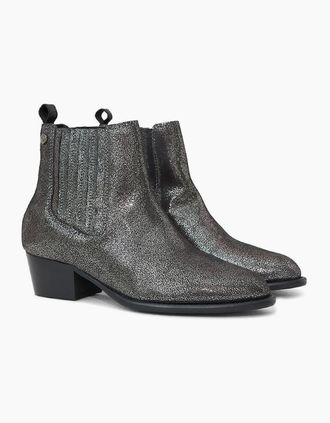 Osprey Womens Osprey London The Janey Leather Womens Gunmetal Ankle Boots - Grey - Size: 6