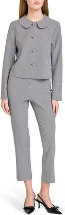 Wayf Melina Houndstooth Crop Jacket in Black/white Houndstooth at Nordstrom, Size X-Large