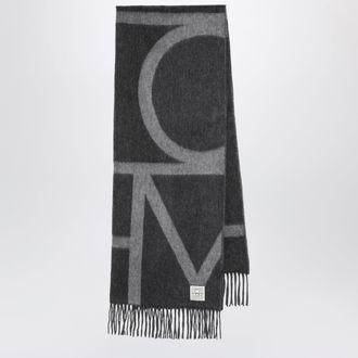 Toteme Sciarpa grigio scuro m&eacute;lange in lana garzata