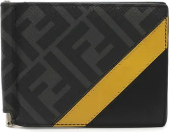 Fendi Black Gray Yellow Canvas Wallet (Bi-Fold) (Pre-Owned)
