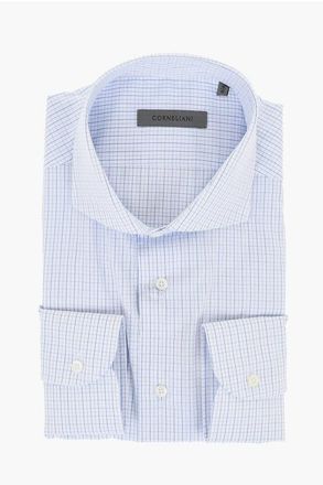 Corneliani Micro Checked Lightweight Cotton Shirt size 44