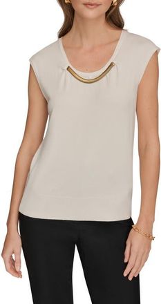 DKNY Coil Cap Sleeve Sweater in Cream at Nordstrom, Size X-Small