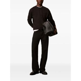 Calvin Klein Embroidered Logo Crew Neck Sweatshirt - Black