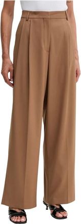 Fracomina Pantalones Anchos de Pinzas - Trousers - Mujer - Marr&oacute;n - S