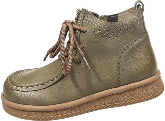 Generic Womens Walking Boots Casual Wide Fit Short Booties Stylish Side Zipper Round Toe Flat Heel Comfortable Daily Lace Up Ankle Boots Outdoor