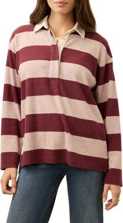 Faherty Legend Rugby Stripe Sweater in Deep Red Rugby at Nordstrom Rack, Size X-Large
