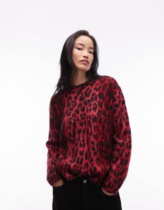 AllSaints Maglione leopardato-Rosso