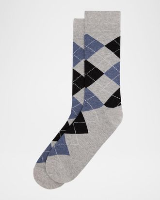 Neiman Marcus Mens Argyle Crew Socks
