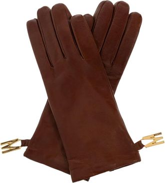 Moschino Guanti con logo - Marrone