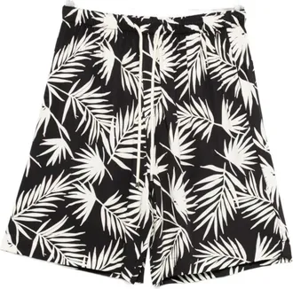 Laneus Korte Broeken, Heren, Zwart, L, Shorts met bladprint