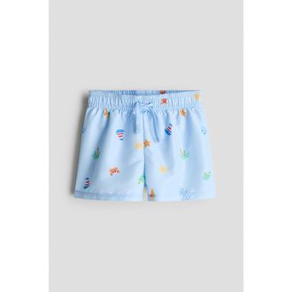 H&M Patterned swim shorts in Light Blue/patterned at Nordstrom, Size 18-24M