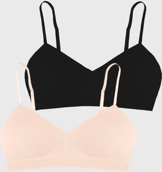 Stripe and Stare Padded Bra Two Pack in Black & Sand at Nordstrom, Size X-Small
