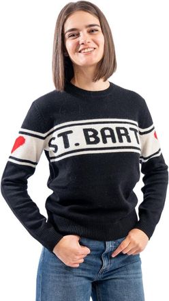 MC2 Saint Barth Modern Black Sweater With Bold Text