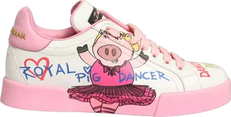 Dolce & Gabbana White Pink Portofino Royal Pig Sneakers Womens Shoes