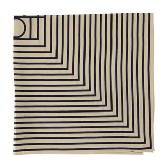 Toteme Signature Monogram Striped Silk Scarf - Beige
