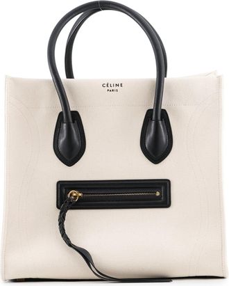 Celine Black Canvas Leather Handbag Tote Bag (Pre-Owned)